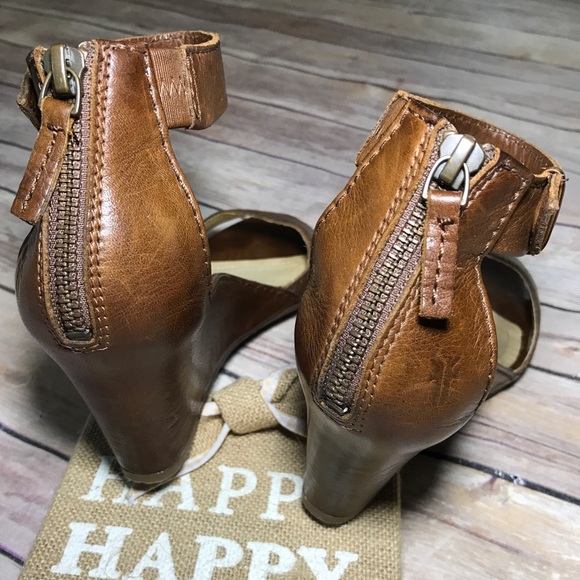 Frye Leather Wedge Sandal EUC Size 9 - Picture 7 of 7